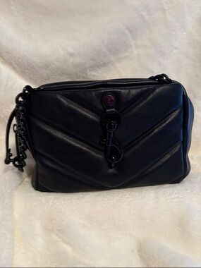 Rebecca Minkoff Black Quilted Leather Shoulder Bag with Chain Strap